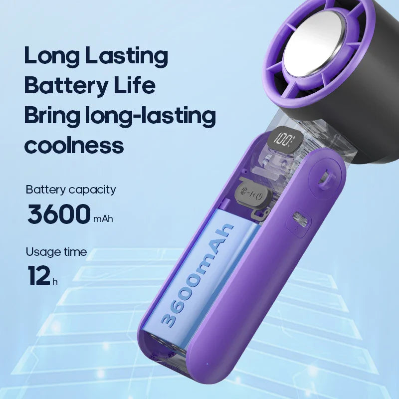 Portable 3600mAh Handheld Fan with Turbo