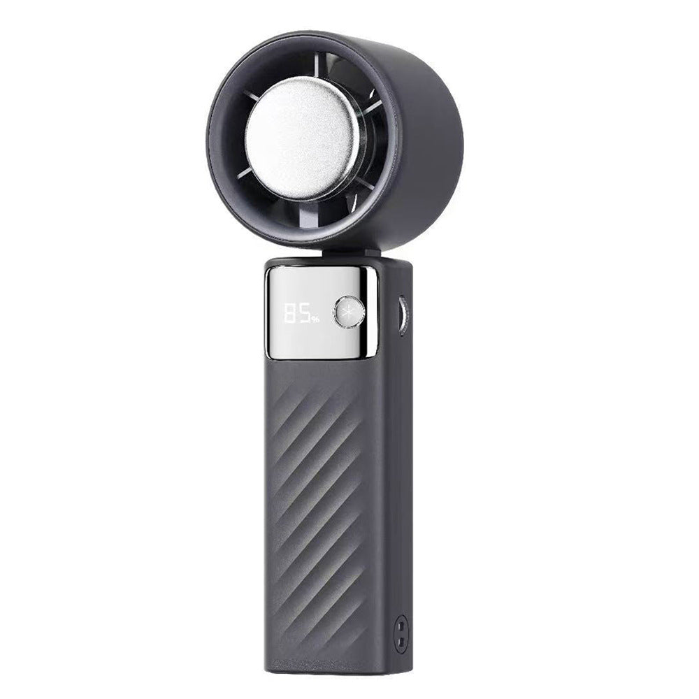 NNEDSZ Grey Portable Turbo Handheld USB Rechargeable Fan with Digital Speed Display - High-Speed Cooling Fan for Outdoor Use