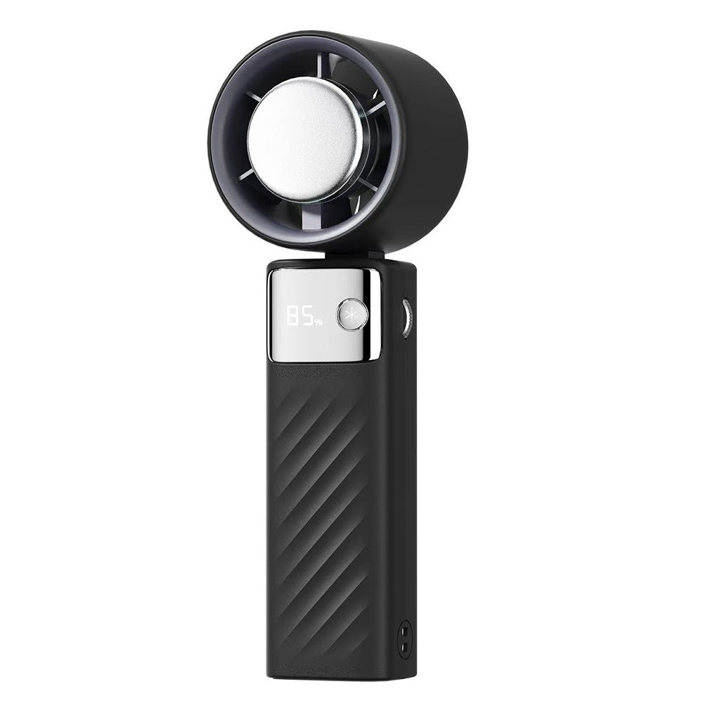 NNEDSZ Black Portable Turbo Handheld USB Rechargeable Fan with Digital Speed Display - High-Speed Cooling Fan for Outdoor Use