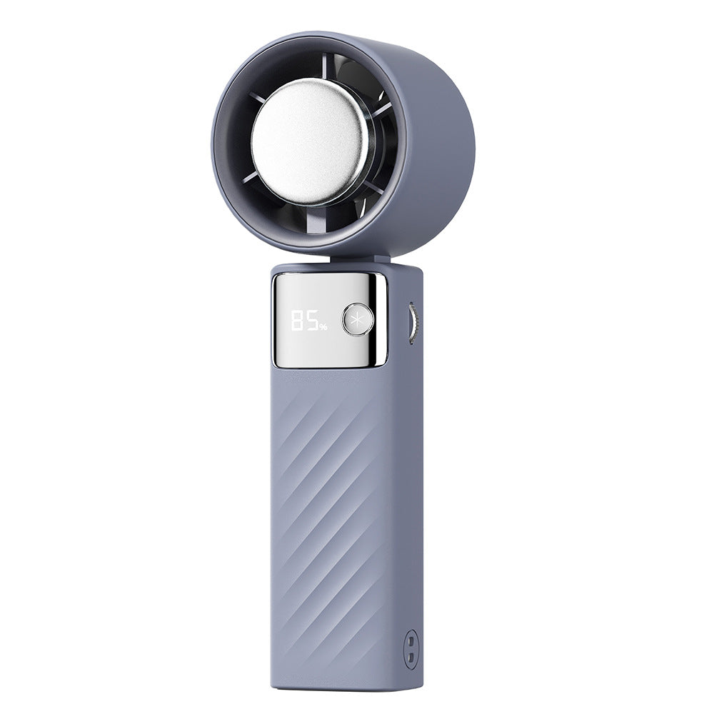 NNEDSZ Blue Portable Turbo Handheld USB Rechargeable Fan with Digital Speed Display - High-Speed Cooling Fan for Outdoor Use